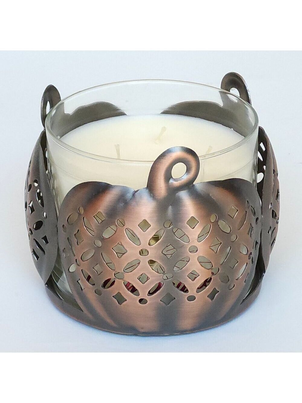BATH AND BODY WORKS PUMPKIN Patch Three Wick Candle Holder BNWT Brushed Metal